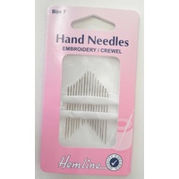 Hemline Hand Embroidery / Crewel Needles, Size 7, 16 Needles Per Packet