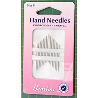 Hemline Hand Embroidery / Crewel Needles, Size 8, 16 Needles Per Packet
