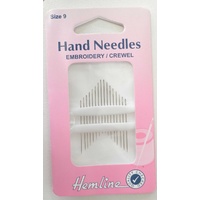 Hemline Hand Embroidery / Crewel Needles Size 9, 16 Needles Per Packet