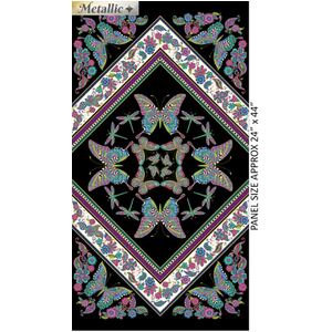 Alluring Butterflies Butterfly Kaleidoscope PANEL Black/Multi 60cm x 110cm