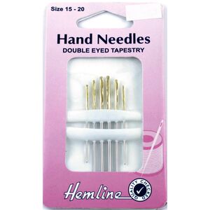 Hemline Double Eyed Tapestry Needles Size 15-20, Pack of 6