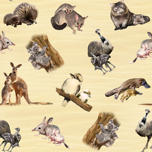Australia Wildlife Valley II Bush Babies 110cm Wide Cotton Fabric 2044E