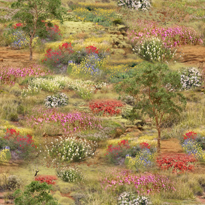 50cm REMNANT Australia Wildlife Valley II Outback Florals 110cm Wide Cotton Fabric 2044I