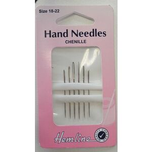 Chenille Needles, Size 18-22, Packet of 6 Needles, Hemline Quality Hand Needles
