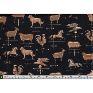 RJR Fabrics Happy Homestead Print, Black, Cotton Fabric, 110cm Wide Per Metre