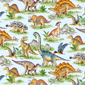 Dinosaurs Dinosaurs DINO WORLD BLUE 110cm wide Cotton Fabric 2091/11142BL