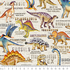 Dinosaurs Dinosaurs DINOSAURS LAND CREAM 110cm wide Cotton Fabric 2091/11144C