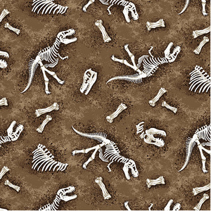 Dinosaurs Dinosaurs FOSSILS BROWN 110cm wide Cotton Fabric 2091/11147BR