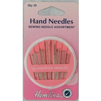 Sewing Needle Assortment Compact, 30 Assorted Needles, Hemline Quality Needles