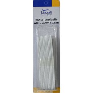 Lincraft Braided Elastic 25mm WHITE 1.5 Metre Pack