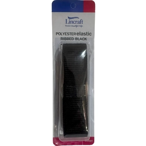 Lincraft BLACK 25mm RIBBED Elastic 1.5 Metre Pack