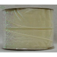 Curzon Velvet Metallic Ribbon 38mm CREAM Full 18 Yard Roll