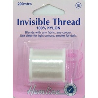 Hemline Invisible Thread, 100% Nylon, Clear, 200m Spool (220yds)