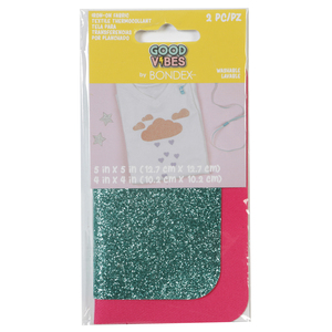 Good Vibes Iron On Patches by Bondex #240625916 Glitter Pair Teal