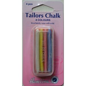 Hemline Tailors Chalk, 4 Colours In Handy Re-Usable Case With Lid