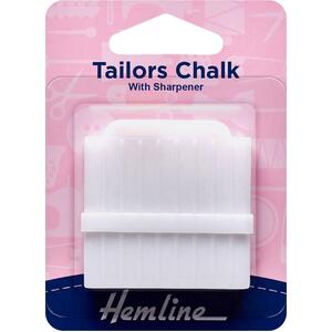 Hemline Tailors Chalk With Sharpener, White With Storage Container