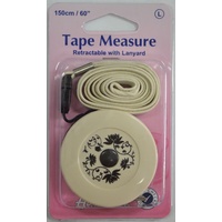 Hemline Retractable Tape Measure With Lanyard, 150cm, 60&quot;, Metric &amp; Imperial Markings