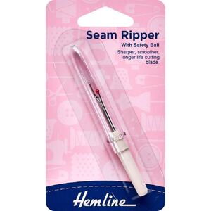 Hemline Seam Ripper With Safety Ball &amp; Clear Cover, Sharper Smoother Long Life Blade