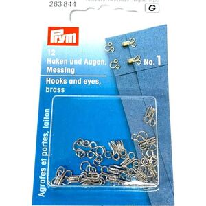 Spring Hooks And Eyes Size 1 Silver-Coloured, 12 Sets Per Pack