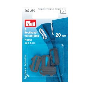 Skirt Hooks And Bars, 20mm, Black by Prym