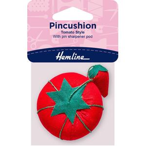 Hemline &quot;Tomato&quot; Pin Cushion With Handy Pin Sharpener Particles
