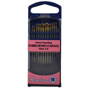 Hemline Premium Embroidery / Crewel Needles, Gold Eye Size 3-9, Pack of 16 needles
