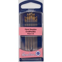 Premium Gold Eye Darners Size 3-5, Pack of 10 Needles, Hemline Quality Hand Needles