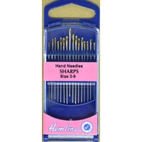 Premium Gold Eye "Sharps" Needles Size 3-9, Pack of 16 Needles, Quality Hand Needles