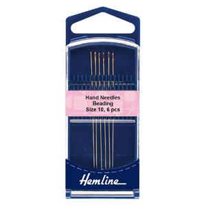 Gold Eye Beading Needles Size 10, Pack of 6 Needles, Hemline Quality