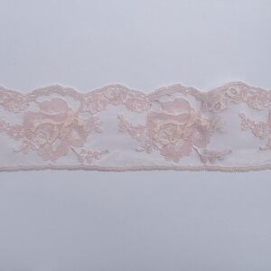 Flat Lace Baby Pink Floral Rose 70mm wide x 5 metres