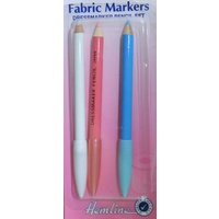 Hemline Fabric Markers Dressmakers Pencil Set, White, Pink, Sky Blue, 3pce