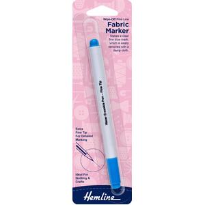 Hemline Wipe Off Fine Line Fabric Marker, Clear Fine Blue Mark