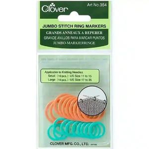 Clover Jumbo Stitch Ring Markers, 10 Small + 10 Large Per Pack (354)