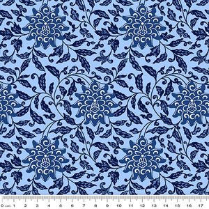 Ming Musings BLUE DYNASTY BLUE 112cm wide Cotton Fabric 3006/11393B