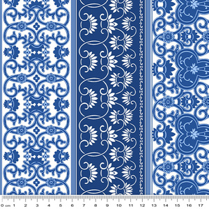 Ming Musings IMPERIAL PALACE BLUE 112cm wide Cotton Fabric 3006/11394