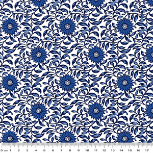 Ming Musings BLUE ALLURE WHITE 112cm wide Cotton Fabric 3006/11395W