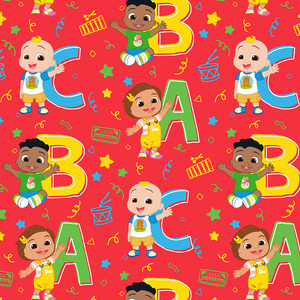 CoComelon ABC RED 110cm wide Cotton Fabric 3014/3012