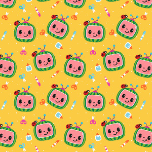 CoComelon BACK TO SCHOOL YELLOW 110cm wide Cotton Fabric 3014/3017
