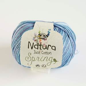 DMC Natura Spring 100% Cotton 4 Ply Crochet &amp; Knitting Yarn, 50g Ball, Colour 407, Spring Blues