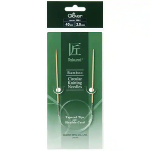 Clover 40cm x 2.00mm Takumi Bamboo Circular Knitting Needles (AKA Knitting Pins)