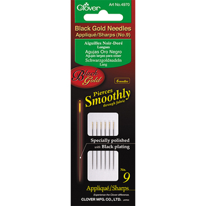 Clover Black Gold Needles Applique/Sharps Size 9