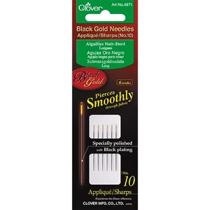 Clover Black Gold Needles Applique/Sharps Size 10