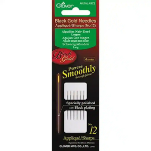 Clover Black Gold Needles Applique/Sharps Size 12