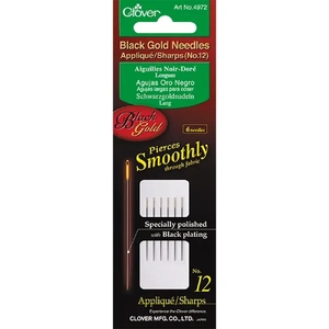 Clover Black Gold Needles Applique/Sharps Size 12