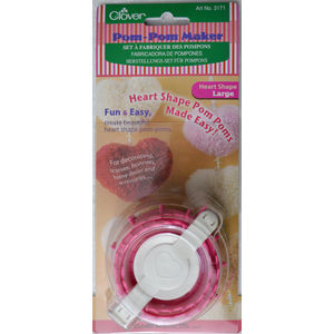 Clover Heart Shaped Pom-Pom Maker Large 70mm (2 3/4&quot;) Heart Pom Poms Made Easily