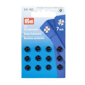 Prym Snap Fasteners, 7mm, Black 12 Per Pack #341162