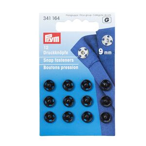 Prym Snap Fasteners, 9mm, Black 12 Per Pack #341164