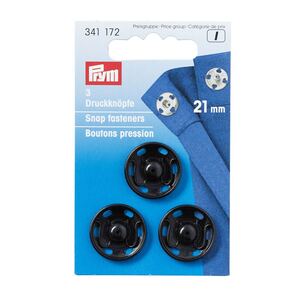 Prym Snap Fasteners, 21mm, Black, 3 Per Pack, #341172