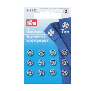 Prym Snap Fasteners, 7mm, Silver-Coloured, 12 Per Pack #341242
