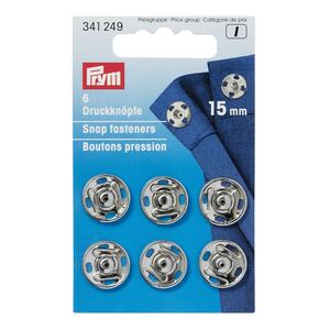Prym Snap Fasteners, 15mm, Silver-Coloured 6 per Pack #341249